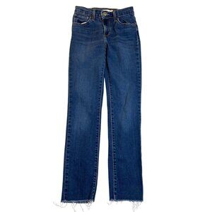 Levis Womens Jeans Size 25 25x28 724 High Rise Straight Raw Hem Stretch Denim Bl